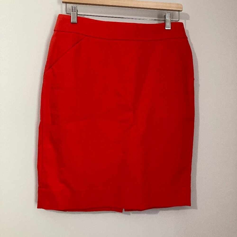 J. Crew Red Pencil Skirt Size 8